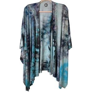 OS Butter by Kelsy Lefler Blue Purple Tie Dye Kimono Boho Festival Beach CoverUp